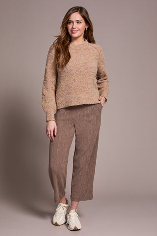 Boucle Long-Sleeve Crew Neck Sweater-Icelatte