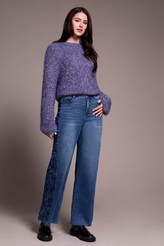 Brooke High Rise Wide Leg Jeans With Side-Embroidery-Bluedusk