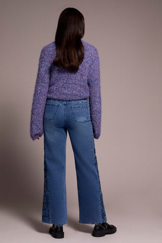 Brooke High Rise Wide Leg Jeans With Side-Embroidery-Bluedusk