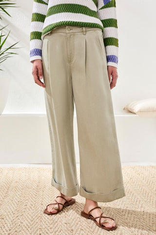 Flowy Brooke Pleated Wide-Leg Tencel Trousers-Cactusclay
