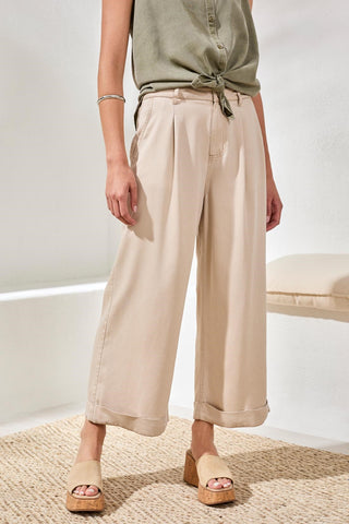 Flowy Brooke Tencel Pleated Wide-Leg Denim Trousers-Cococream