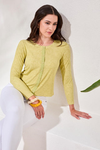 Button-Front Ribbed Knit Cardigan-Kiwizest