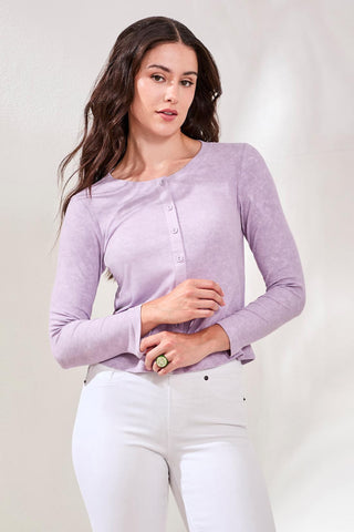 Button-Front Ribbed Knit Cardigan-Lavender