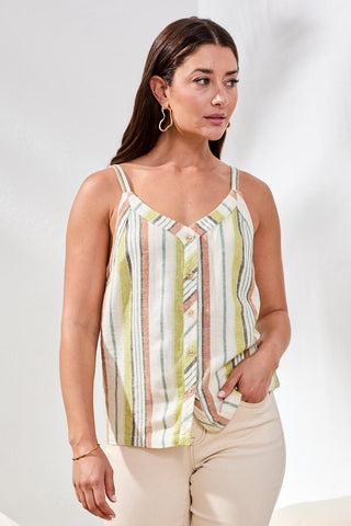 Button-Front Woven Relaxed Cami-Kiwizest