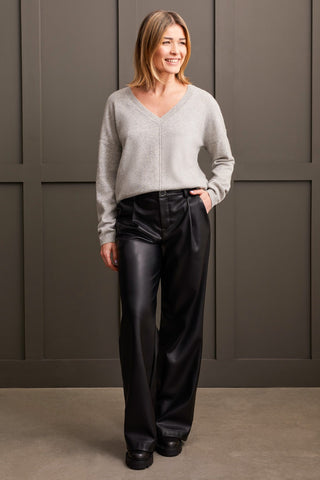 CASHMERE SWEATER WITH POINTELLE DETAIL-Grey mix