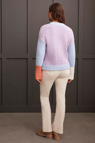 alt view 4 - CHENILLE COLORBLOCK SWEATER-Orchid