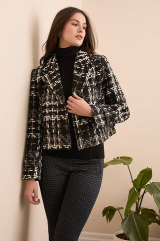 Tweed Boucle Chuncky Lined Blazer-Black
