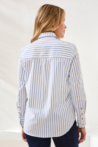 Classic Collard Striped Shirt Breathable Seersucker-Turkishsea