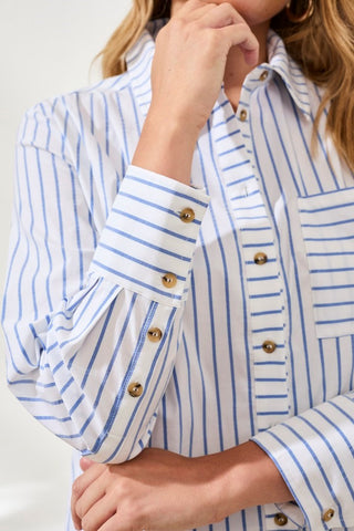 Classic Collard Striped Shirt Breathable Seersucker-Turkishsea