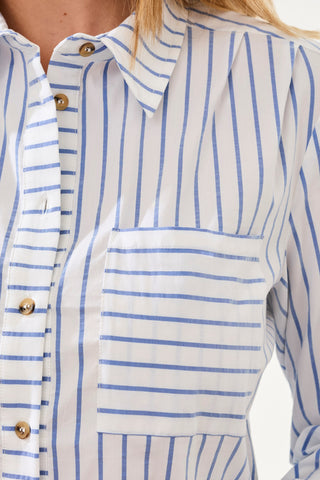 Classic Collard Striped Shirt Breathable Seersucker-Turkishsea