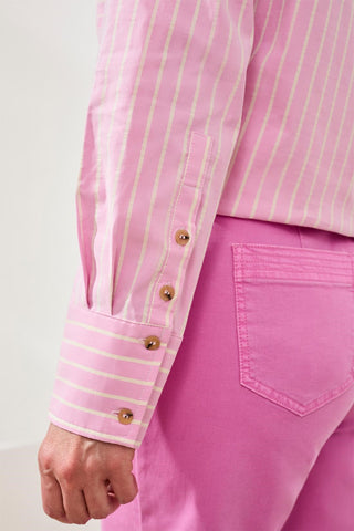 Classic Collard Striped Shirt Breathable Seersucker-Wisteria