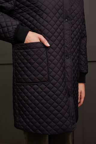 alt view 3 - COCOON MINIQUILTED DOLMAN COAT WITH SNAP-UP FRONT-Black