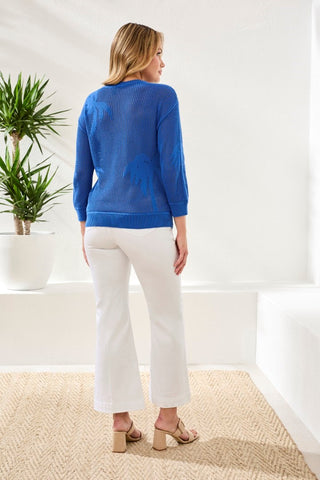 Combed Cotton 3/4 Sleeve Crew Sweater-Turkishsea