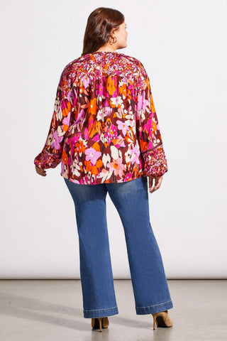 COMBO PRINT CHALLIS BLOUSE-Rum