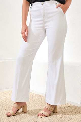 Comfort Stretch Brooke Hugging Palazzo Marine Denim-White