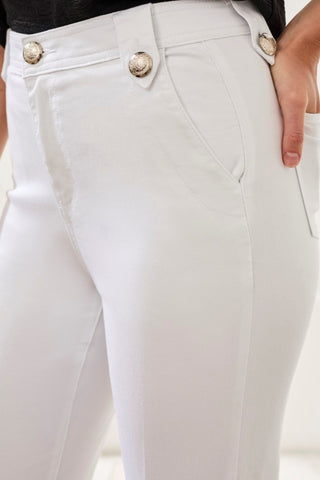Comfort Stretch Brooke Hugging Palazzo Marine Denim-White