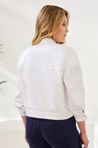 Comfort Stretch Denim Button-Front Jacket-White