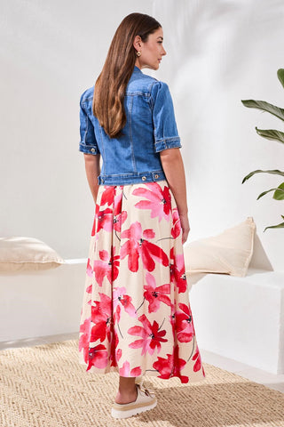 Comfort Stretch Elbow-Sleeve Denim Jacket-Harbor