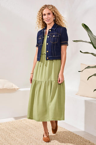 Comfort Stretch Elbow-Sleeve Denim Jacket-Rinse