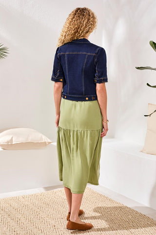 Comfort Stretch Elbow-Sleeve Denim Jacket-Rinse