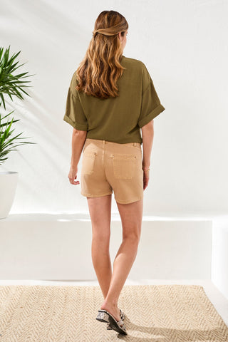 Comfort Stretch Fly Front Shorts-Sesame