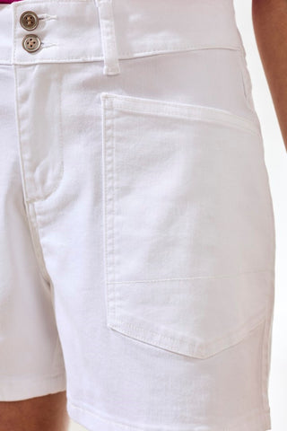 Comfort Stretch Fly Front Shorts-White