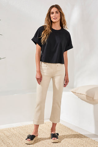 Comfort Stretch Pull-On Kick Flare Capris-Canvas