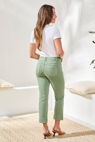Comfort Stretch Pull-On Kick Flare Capris-Moss