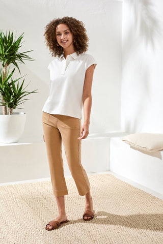 Comfort Stretch Pull-On Kick Flare Capris-Sesame