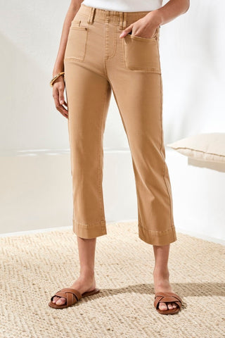 Comfort Stretch Pull-On Kick Flare Capris-Sesame