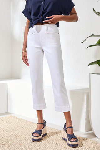 Comfort Stretch Pull-On Kick Flare Capris-White