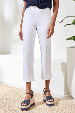 Comfort Stretch Pull-On Kick Flare Capris-White