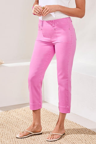 Comfort Stretch Pull-On Kick Flare Capris-Wisteria