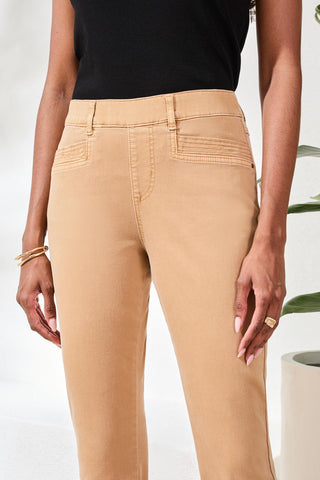 Comfort Stretch Pull-On Slim Leg Capris-Sesame