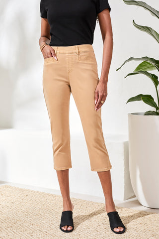 Comfort Stretch Pull-On Slim Leg Capris-Sesame