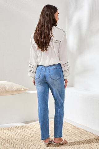 Comfort Stretch Sophia Curvy Hugging Straight Denim-Harbor