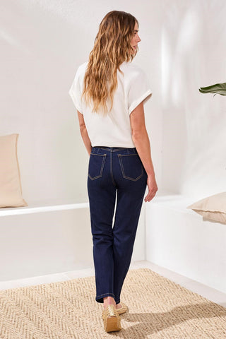 Comfort Stretch Sophia Curvy Hugging Straight Denim-Rinse