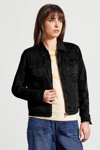 VESTE ZIPPÉE EN DENIM EXTENSIBLE-Noir