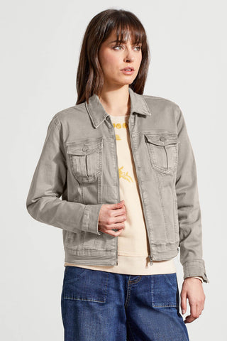 VESTE ZIPPÉE EN DENIM EXTENSIBLE-Gris Brumé