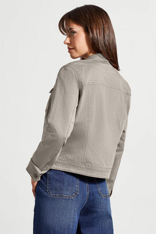 VESTE ZIPPÉE EN DENIM EXTENSIBLE-Gris Brumé