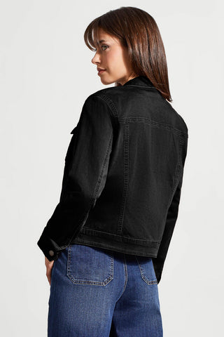 VESTE ZIPPÉE EN DENIM EXTENSIBLE-Noir