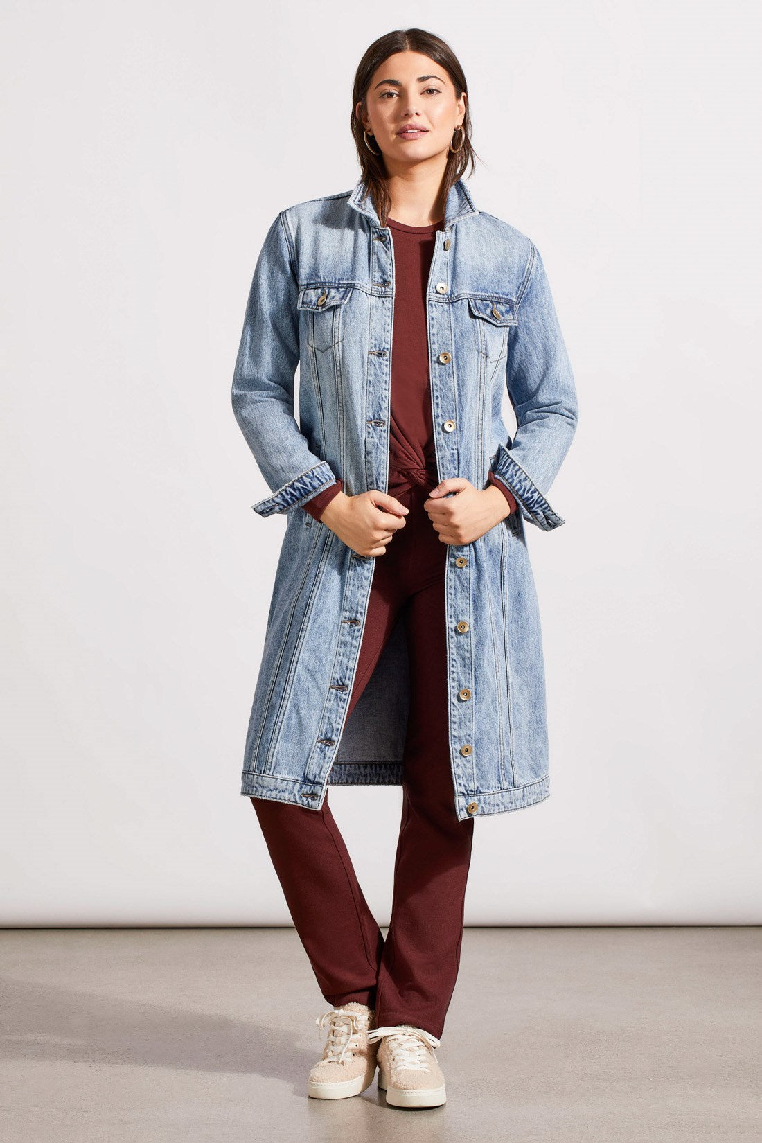Tribal Long Denim Duster Coat Long Denim Duster Jacket