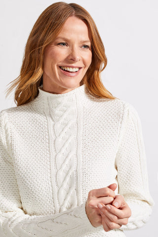 alt view 1 - COTTON FUNNEL NECK SWEATER WITH SPECIAL WASH-Eggshell