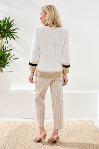 Pull À Col Rond En Coton Avec Détails De Points-Blanc