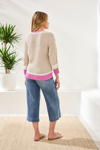 Pull À Col Rond En Coton Avec Détails De Points-Orchidée