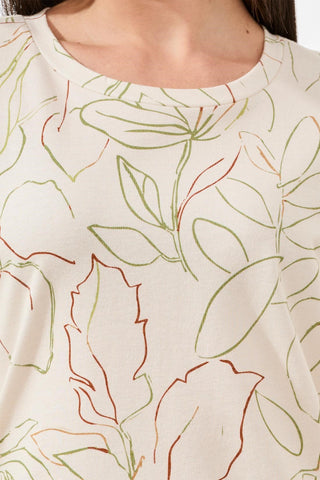 Soft Crew Neck Long Sleeve Top With Side Slits-Eggshell