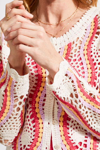 alt view 3 - CROCHET BUTTON-DOWN CARDIGAN-Eggshell