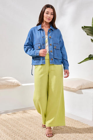 Denim Jacket With Back Adjustment-Fjordblue