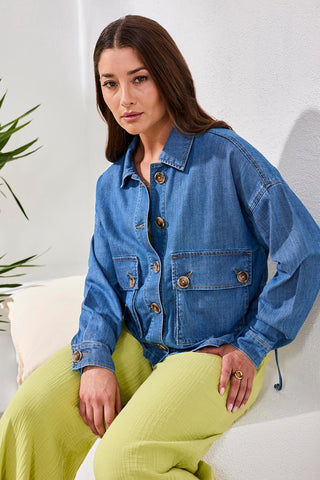 Denim Jacket With Back Adjustment-Fjordblue