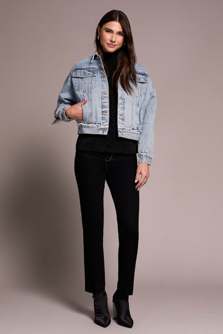 Denim Jacket With Chain Fringe Detail At Back-Bluesnow
